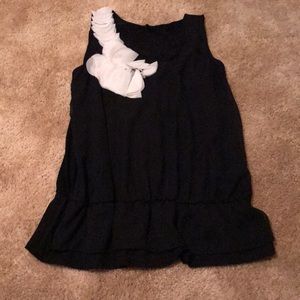 Daisy Fuentes Black Tank Top with white ruffles